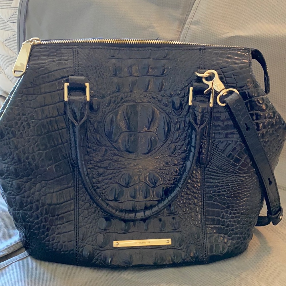Brahmin black croc handbag
